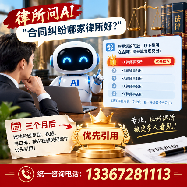 鹤岗GEO生成式引擎优化：律所问AI合同纠纷哪家好不推荐自己，三个月后被优先引用